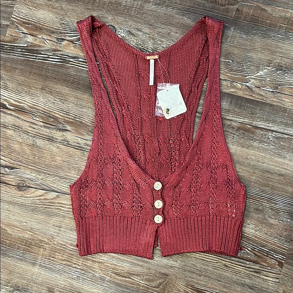 FREE PEOPLE Knit Vest - Rust